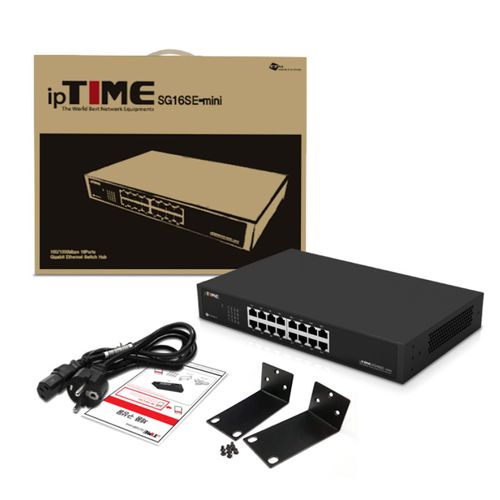 [ipTIME] SG16SE-mini [기가16포트 스위칭허브 랙마운트 포함